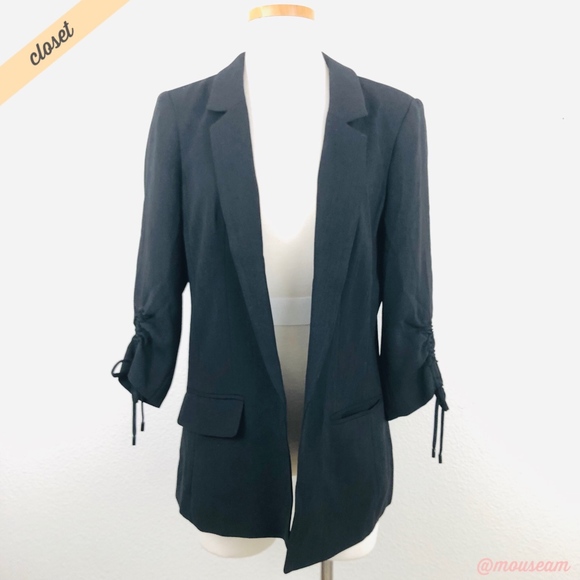 LOFT Jackets & Blazers - [LOFT] Black Ruched Sleeve Classic Blazer